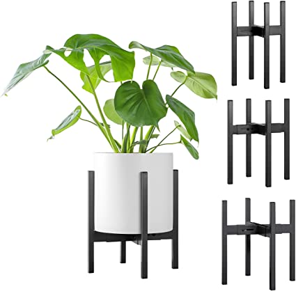 FaithLand Plant Stand, Adjustable Size Fits 8 9 10 11 12 Inches Plant Pot, Metal Planter Stand, Mid Century Expandable Plant Holder Indoor Outdoor, Adjustable Width: 8”-12” - Easy Assembly (1 Pack)