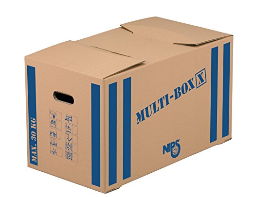 Nips 64.5 x 34.5 x 37cm X Size Multi-Box Moving Box - Brown/ Blue Stripes (Pack of 10)