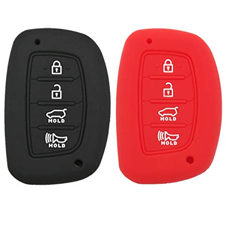 Coolbestda 2Pcs Silicone Smart 4buttons Key Fob Skin Cover Case Protector Keyless Jacket Remote Bag for 2018 2017 2016 Hyundai Tucson Elantra (NOT FIT Flip/Pop Out/Folding key）