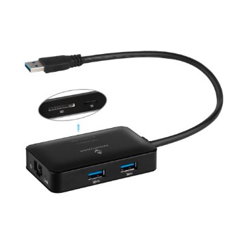 Woopower® 3 in 1 USB 3.0 Hub with Gigabit Ethernet Converter Network Adapter (2 USB 3.0 Ports, Dual TF/SD Card Reader, A RJ45 Gigabit Ethernet Port) for Windows (32/64 bit), Mac OS, Linux