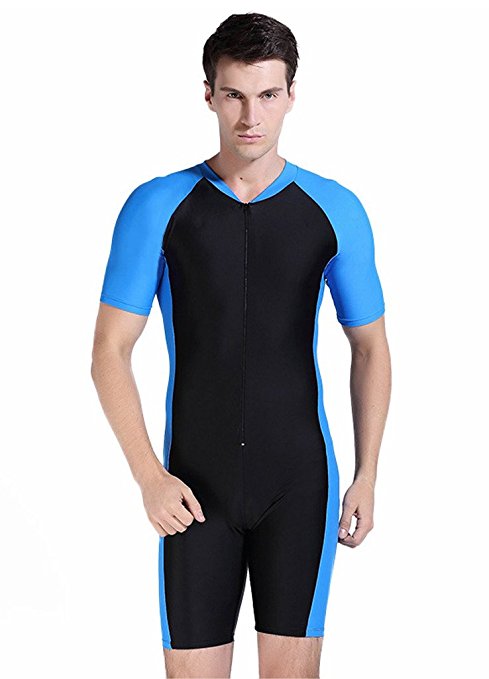 OUO New Sunscreen One-piece Short-Sleeve Snorkeling Surfing Suit for Men Swimsuit Swimming Costume