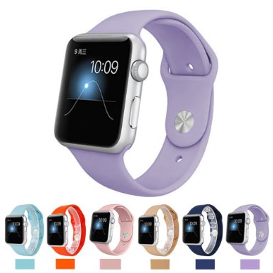 Apple Watch Replacement BandTeslasz Soft Silicone Replacement Sports Wristbands Straps for Apple iWatch All Models Purple 38 MM
