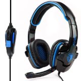 Sades Sa-708 Game Earphone Headset Over-Ear Headphone With Microphone For PC Computer Gaming Blue