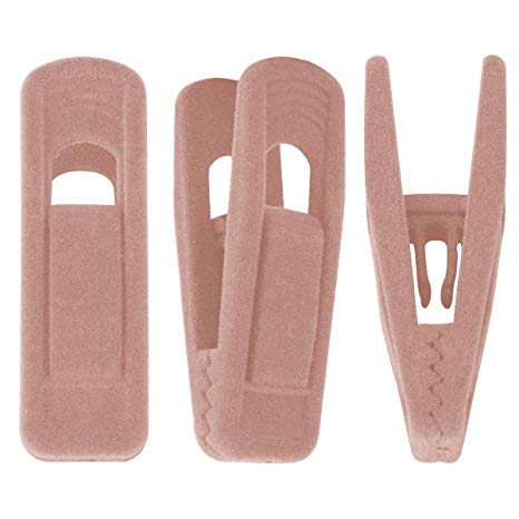 Trgowaul Blush Pink Velvet Hangers Clips, Pants Hangers Velvet Clips, Strong Finger Clips Perfect for Thin Velvet Hangers (60 PCS Blush Pink)