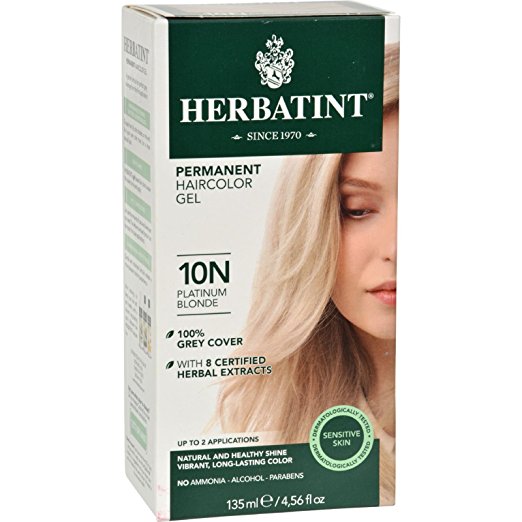 Herbatint Permanent Herbal Haircolour Gel, Platinum Blonde 10 N, 4.56 Ounce