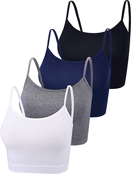 4 Pieces Basic Crop Tank Tops Sleeveless Racerback Crop Sport Cotton Top for Women