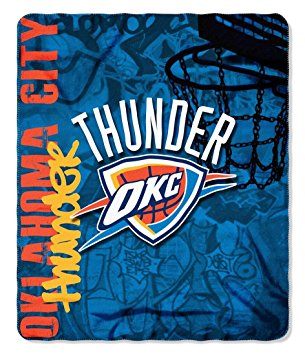 NBA Oklahoma City Thunder Hard Knocks Printed Fleece Throw, Blue, 50" x 60"