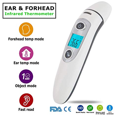 Ear thermometers, Forehead Thermometer, Baby thermometers Newborn, Infrared Thermometer for Babies, Adults, Objects and Ambient, Thermometer for Kids, Instant Reading, Fever Warning, Babys New 2019