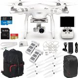 DJI Phantom 3 Advanced Quadcopter Drone with 1080p HD Video Camera and Manufacturer Accessories  Extra DJI Battery  SanDisk Extreme 32GB microSDHC Memory Card  SSE Phantom Backpack  MORE
