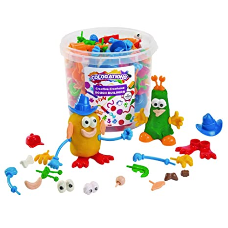 Colorations - BUILDME Creative Creatures Dough Builders, 260 Pieces, Body, Person, Eyes, for Kids, Screen-Free Play Time