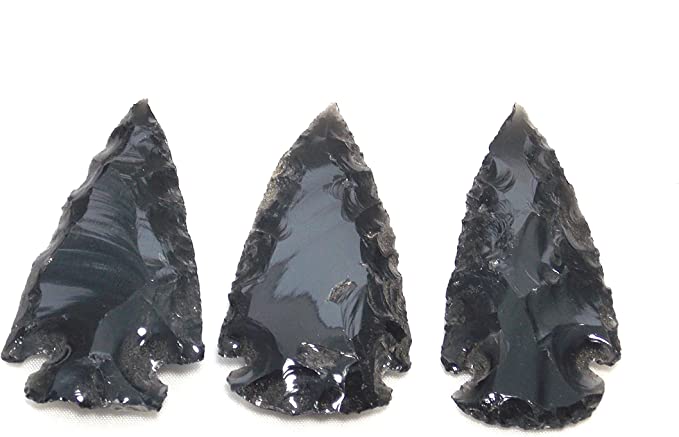 Stone Tone One 2"-2.5" Black Obsidian Arrowheads (Set of 3)