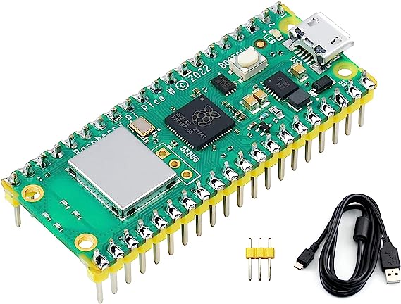 Pre-Soldered Header Raspberry Pi Pico W, Built-in WiFi Support 2.4/5 GHZ Wi-Fi 4, Based on Official RP2040 Dual-Core Processor,Dual-core Arm Cortex M0  Processor