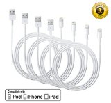Certified Scable TM 4 Pack 3FT 8 Pin Lightning to USB Charging Cable Connector with Authentication Chip Ensures Fast Charging and No Annoying Error MessagesWhite