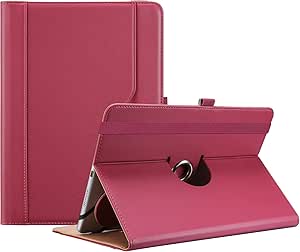 ProCase 9"-10.1" Inch Universal Tablet Case, Protective Cover Stand Folio Case for 9 10 10.1 Inch Android Touchscreen Tablet, with 360 Degree Rotatable Kickstand and Multiple Viewing Angles -Wine