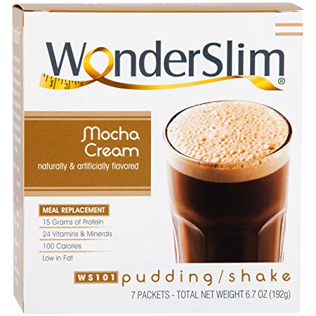 WonderSlim High Protein Meal Replacement Weight Loss Shake/Low-Carb Diet Shake Powder & Pudding Mix - Low Fat, Kosher (15g Protein) - Mocha Cream (7ct)