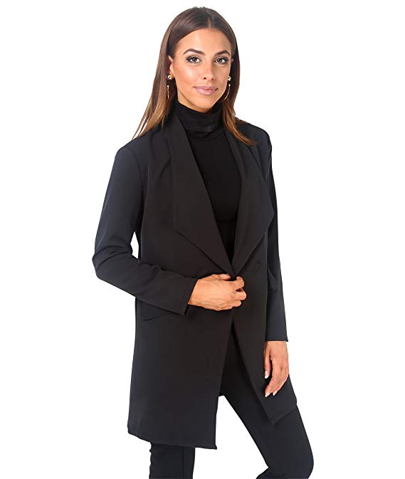 Krisp Women Tailored Oversized Button Long Blazer Coat Jacket