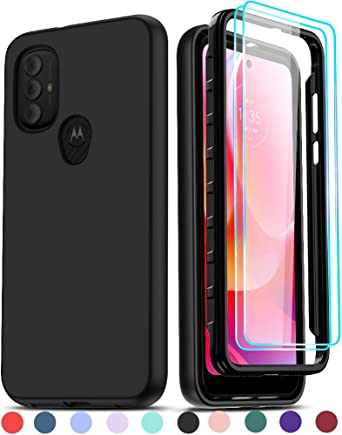 LeYi for Moto G Power 2022 Case, Moto G Pure Phone Case with [2 x Tempered Glass Screen Protector], Full-Body Shockproof Soft Liquid Silicone Phone Case for Motorola G Power 2022/ G Pure, Black