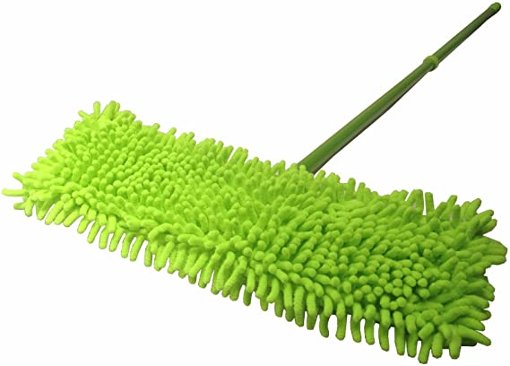Microfiber Dust Mop with Handle Telescoping Pole Floor Cleaner Noodle Mop (Green)