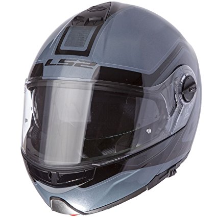 LS2 Helmets Strobe Civik Modular Motorcycle Helmet with Sunshield (Dark Blue, Medium)