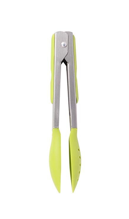 Dexas G7T-383 Spoon and Strain Tongs with Gravity Open and Close Operation, 7 inches, Green