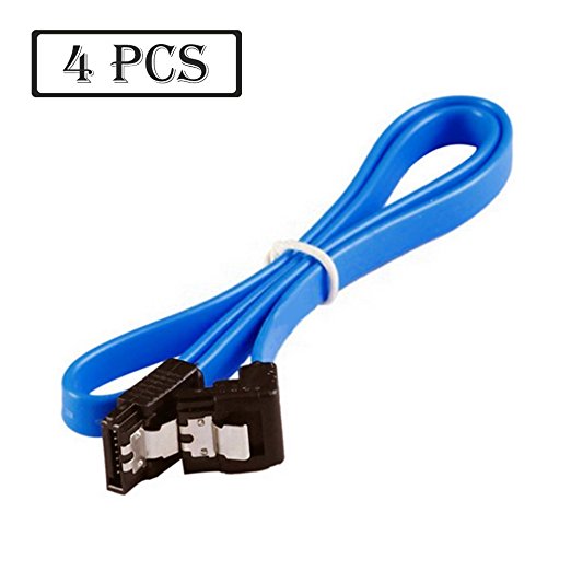 90 Degree Right-Angle 6.0 Gbps SATA III Blue Cable - 18 Inch 4 Pack