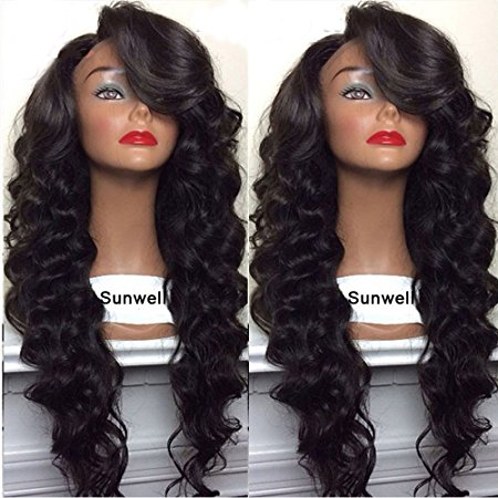 Sunwell Lace Front Wig Body Wave 100% Braizlian Virgin Human Hair Wig 150% Density Natural Color 20 inch