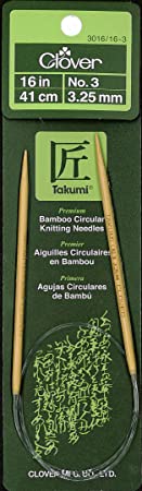 Clover Takumi Bamboo Circular 36-Inch Knitting Needles, Size 3