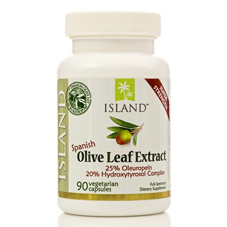 Olive Leaf Extract - 25% Oleuropein, 90 Veggie Caps, 500mg each, plus Hydroxytyrosol Complex (25mg/20%). Professional-Strength by Island Nutrition®. Natural supplement support for bacterial, viral, fungal and yeast defense.