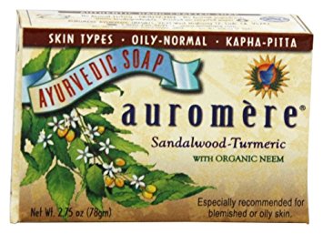 Sandalwood Soap (Sandalwood Oil Bar Soap) with Turmeric Extracts - Handmade Herbal Soap (Aromatherapy) with 100% Pure Essential Oils - ALL Natural - Each 2.75 Ounces - Pack of 3 (8 Ounces)- Auromere