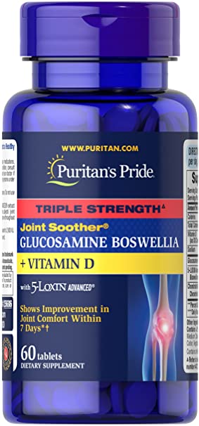 Puritan's Pride Triple Strength Joint Soother® Glucosamine Boswellia   Vitamin D, White