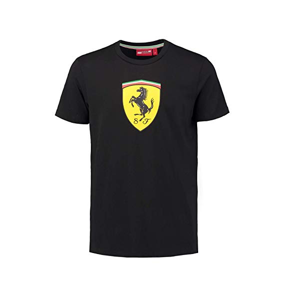 Scuderia Ferrari Men's Black Classic T-Shirt With Large Scudetto Print On Chest