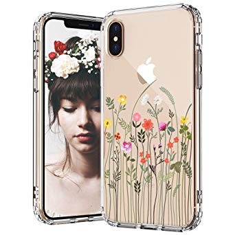 MOSNOVO iPhone Xs Case, iPhone X Case, Wildflower Floral Flower Pattern Printed Clear Design Plastic Back Case with TPU Bumper Protective Case Cover for iPhone X/iPhone Xs (Little Floral Flower)