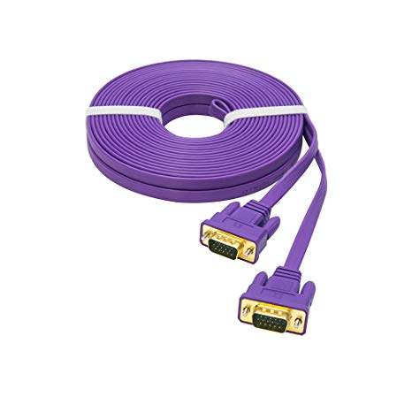 DTECH Ultra Slim Flat VGA to VGA Cable 25 Feet in Purple 8m