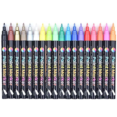 Paint Pens, 18 Colors Extra Fine Point Acrylic Paint Markers, Permanent Water Based, Great for Rock, Wood, Fabric, Glass, Metal, Ceramic, DIY Crafts and Most Surfaces by Smart Color Art