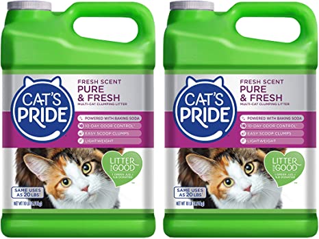 Cat's Pride Fresh Scent Pure & Fresh Multi-Cat Clumping Litter, 10-Pound Jug, Pack of 2