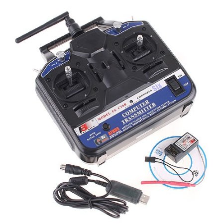 2.4G FS-CT6B 6 CH Radio Model RC Transmitter & Receiver PPM/GFSK Heli/Airplane/Glid 12V DC