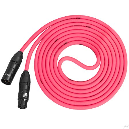 LyxPro Balanced XLR Cable 100 ft Premium Series Professional Microphone Cable, Powered Speakers and Other Pro Devices Cable, Pink