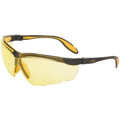 Uvex S3522 Genesis X2 Safety Eyewear Black and Yellow Frame Amber Ultra-Dura Hardcoat Lens