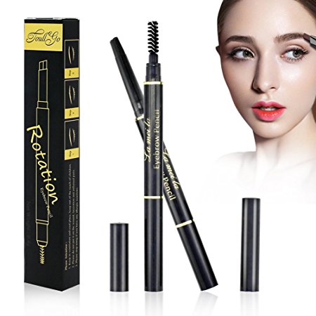 2Pcs Double Headed Eyebrow Pencil with Brow Brush Automatic Makeup Cosmetic Tool Waterproof and Long Lasting
