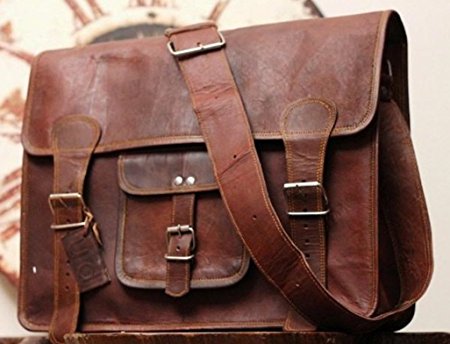 Phoenix Craft Distressed Leather Messenger bag Satchel Shoulder Bag School Bag Crossbody Women Purse Handbag 15x11x4 Inches Brown …