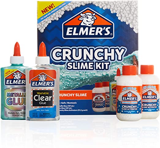 Elmer’s Crunchy Slime Kit | Slime Supplies Include Metallic Liquid Glue, Clear Liquid Glue, Crunchy Magical Liquid Slime Activator, 4 Count