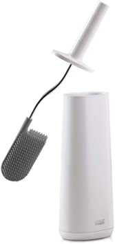 Joseph Joseph Flex Smart Hygienic Silicone Toilet Brush with Holder- White/White