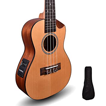 Kadence Slowhand Series Ukulele concert size, Demi cutaway with EQ (With Bag, Spruce Wood)