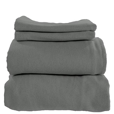 Whisper Organics 100% Organic Cotton Flannel Sheet Set - GOTS Certified (King, Dark Grey)