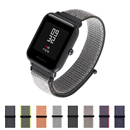 Nylon Sport Loop Band SIKAI 20mm Replacement Nylon Strap Compatible with Amazfit Bip/Huawei Watch 2 Sport/Ticwatch E Breathable with Hook and Loop Fastener Adjustable Closure (Dark Olive)