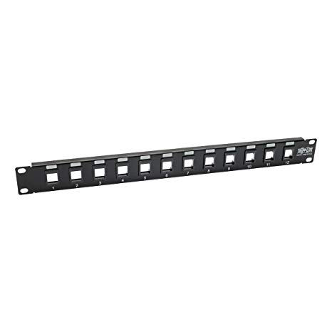 Tripp Lite 12-Port Keystone Blank Patch Panel RJ45, USB, HDMI, Cat5e / Cat6 Rackmount Unshielded 2URM TAA (N062-012-KJ)