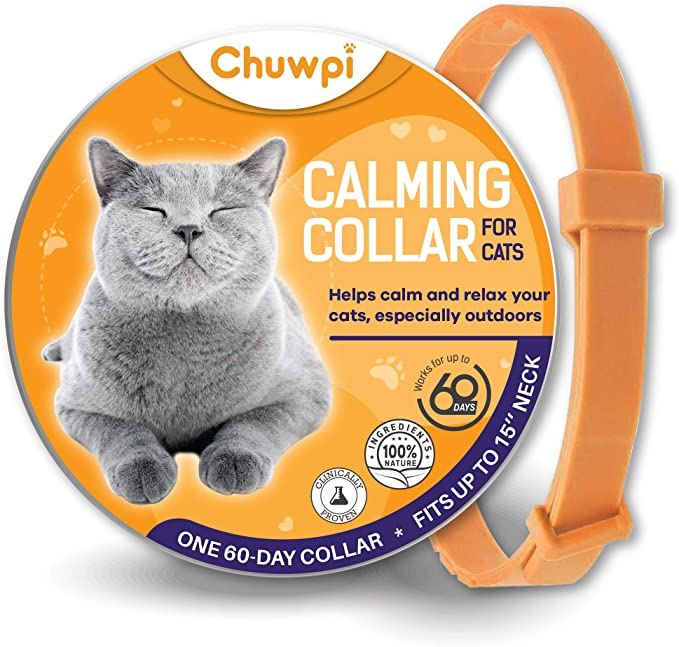 CHUWPI Calming Collar for Cats - Pheromone Calm Collars, Anxiety Relief Fits Small Medium and Large Cat - Adjustable and Waterproof with 100% Natural