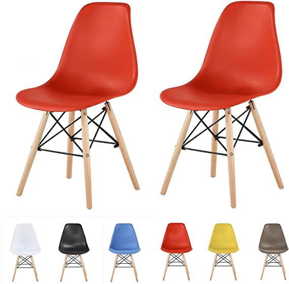 mcc direct 2x Modern Design Lounge Plastic Chairs Dining Chairs, LA (Red)