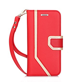 Galaxy S9 Plus Case, FYY [Inside Makeup Mirror Leather Wallet Case] with [Prevent Card Information Leaking Technique] and [Kickstand Feature] for Samsung Galaxy S9 Plus Red
