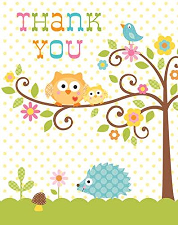Creative Converting Happi Tree Sweet Baby Thank You Notes, 8 Count